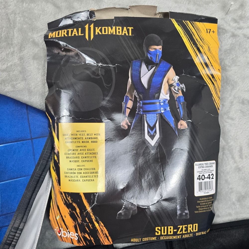 Rubies Mortal Kombat 11 Sub-Zero Adult Costume XL 40-42 Blue Black Ninja 701864